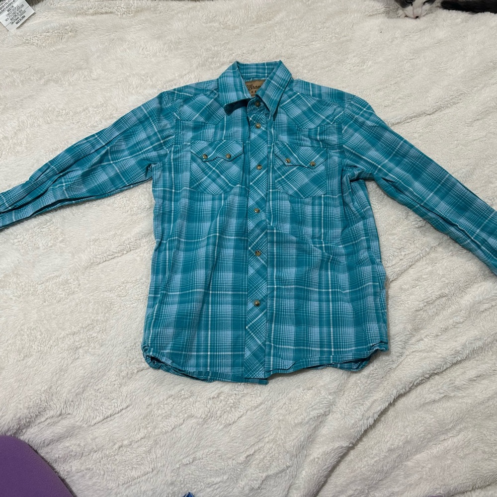 Teal Plaid Button-Up Shirt